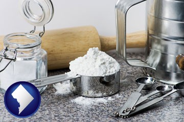 baking equipment, flour, and salt - with Washington, DC icon