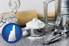 new-hampshire map icon and baking equipment, flour, and salt