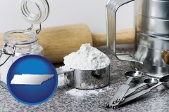 tennessee map icon and baking equipment, flour, and salt
